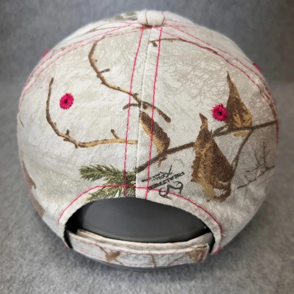 Realtree Embroidered Logo Womens Pink Camo Baseball Cap Adjustable OSFM